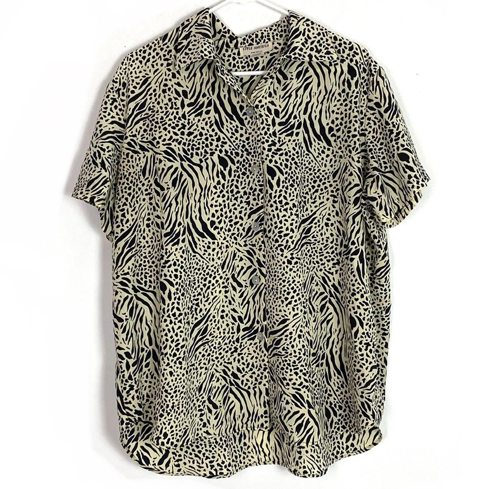Vintage animal zebra print shirt, 2X